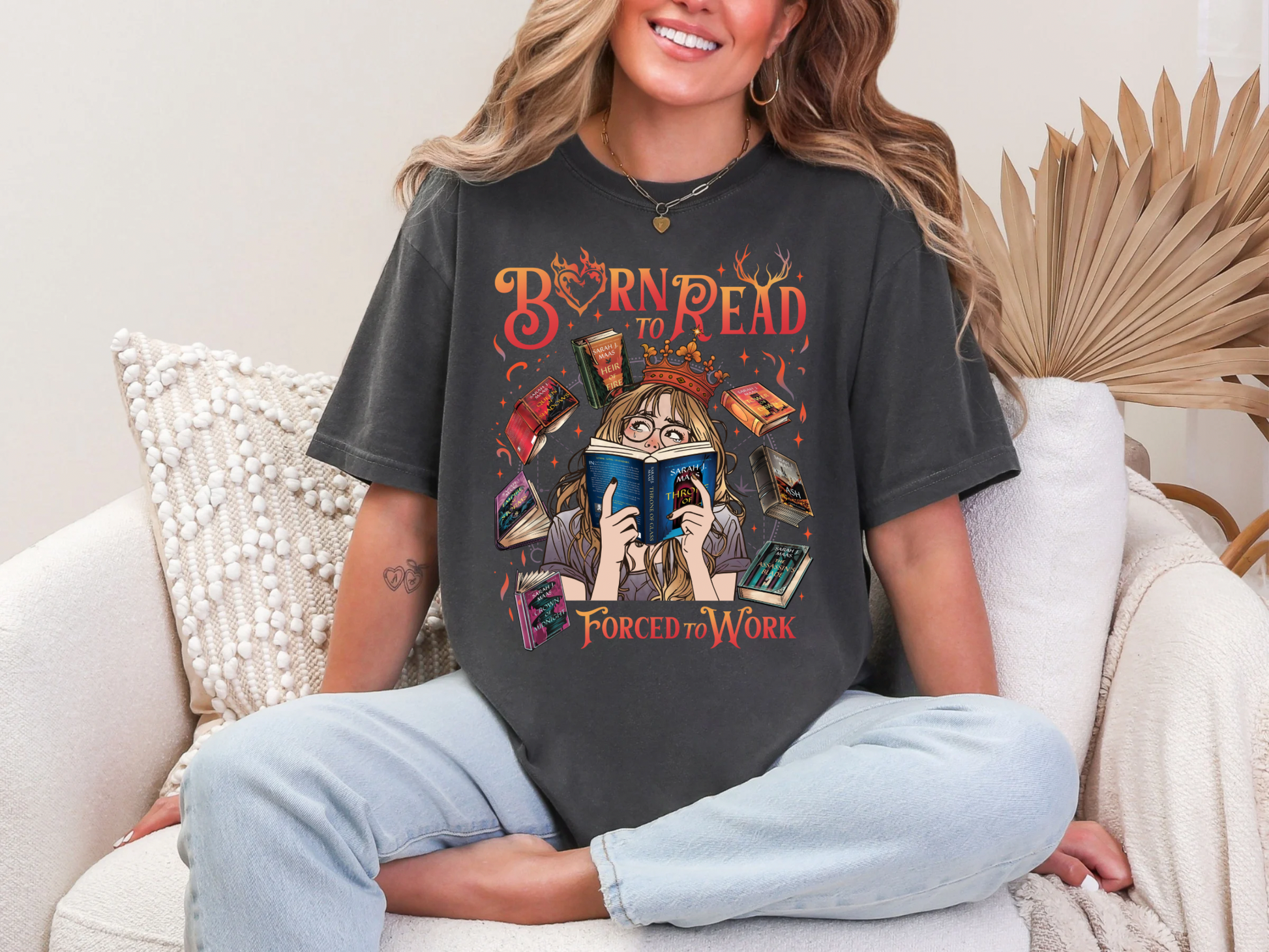 Born to read forced to work Throne of Glass Comfort Colors Tshirt