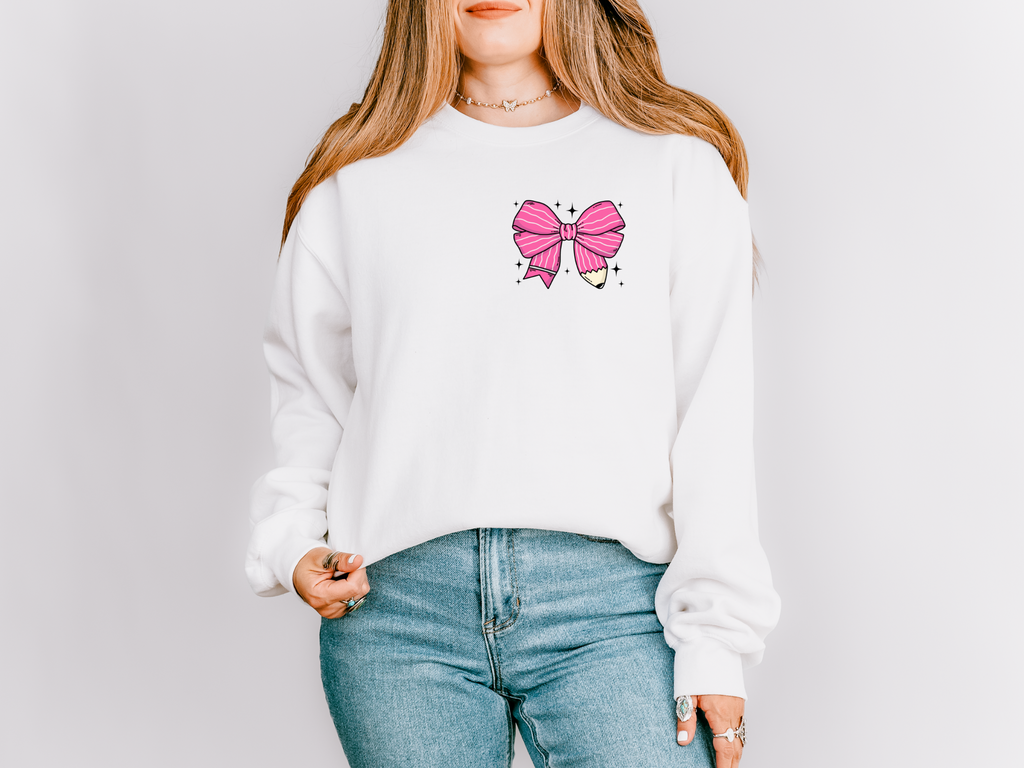 Teacher Pencil Bow Sweatshirt