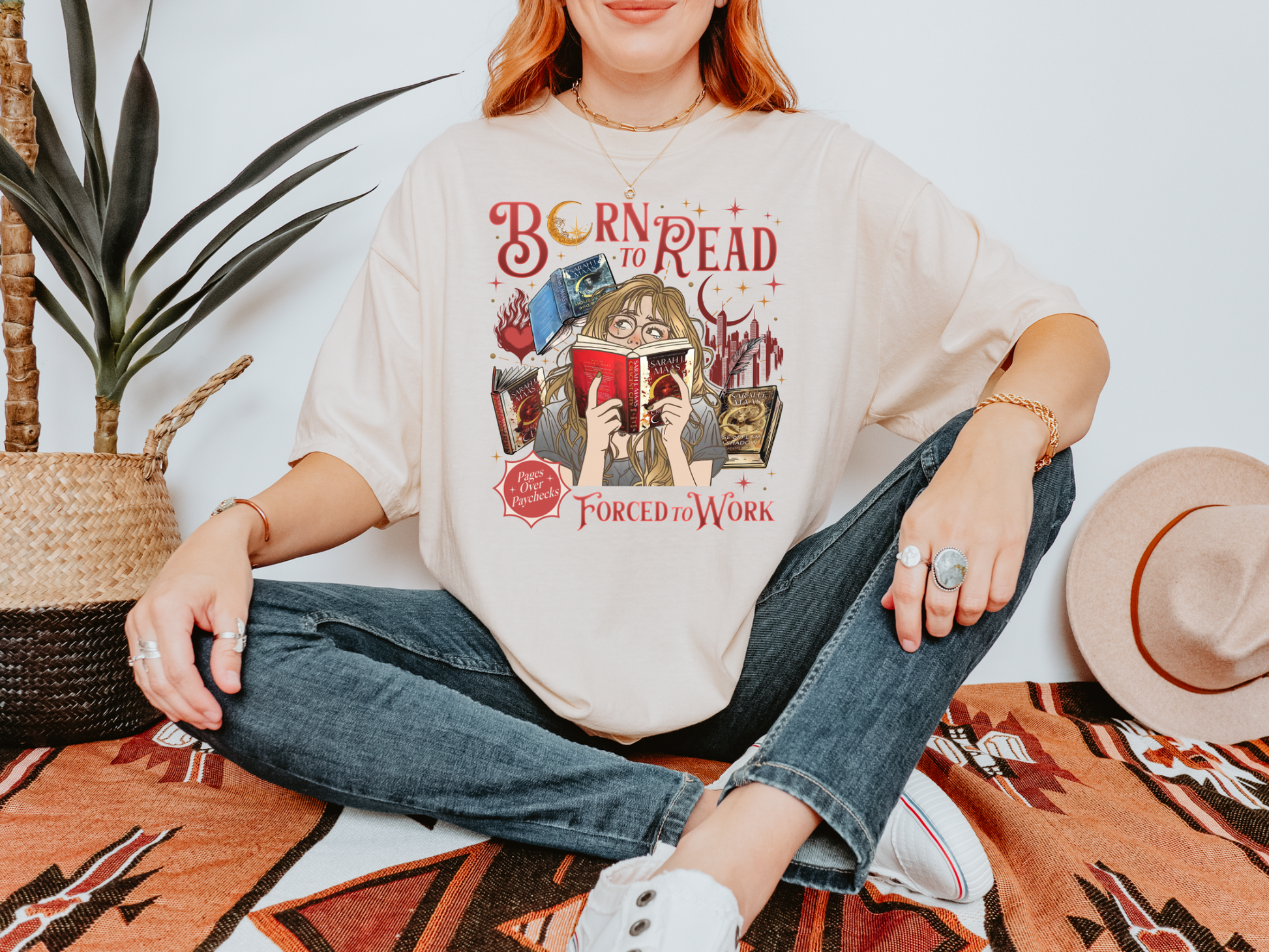 Born to Read Forced to Work - Crescent City - Comfort Colors Bookish Tshirt