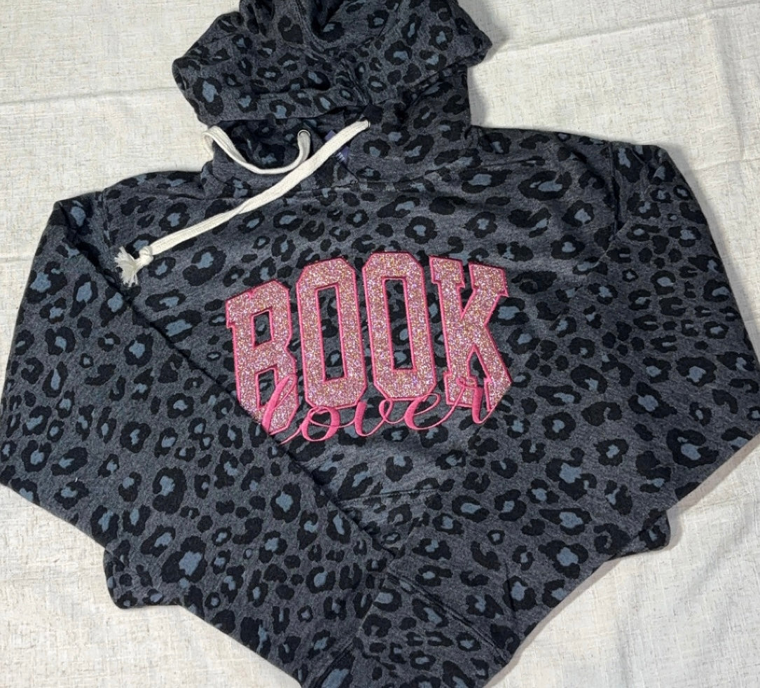“Book Lover” Embroidered Glitter Sweatshirt