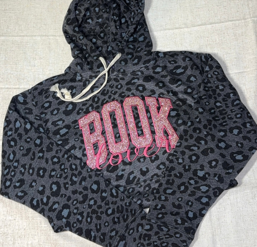 “Book Lover” Embroidered Glitter Sweatshirt