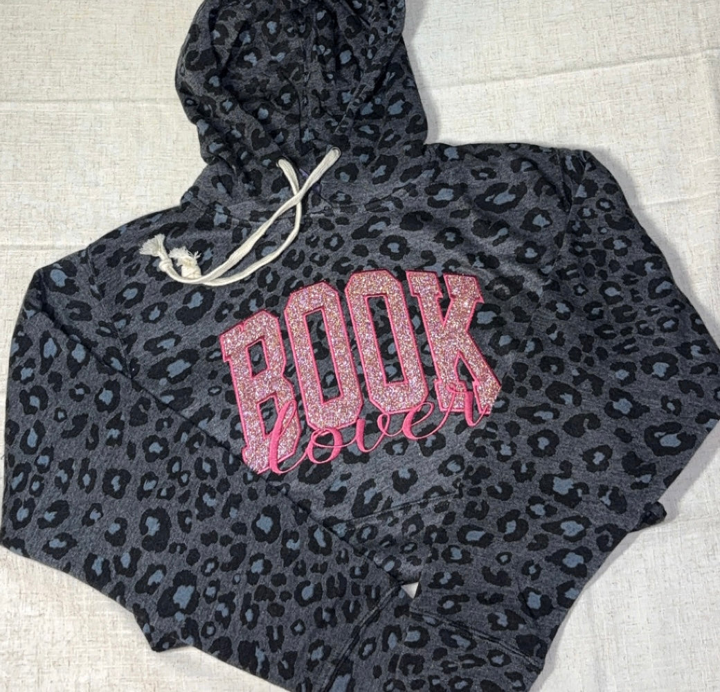 “Book Lover” Embroidered Glitter Sweatshirt