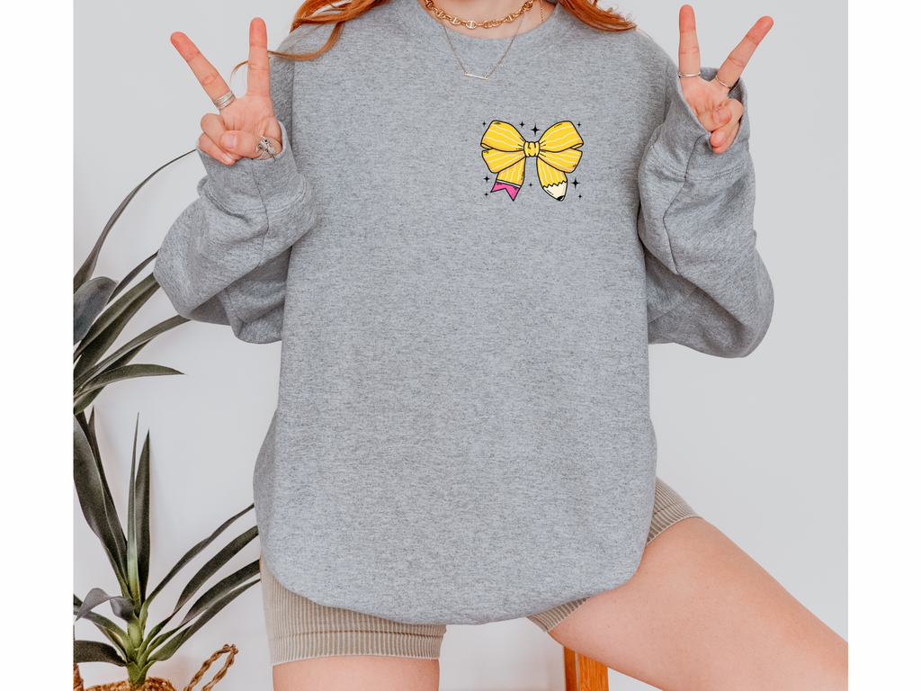 Teacher Pencil Bow Sweatshirt