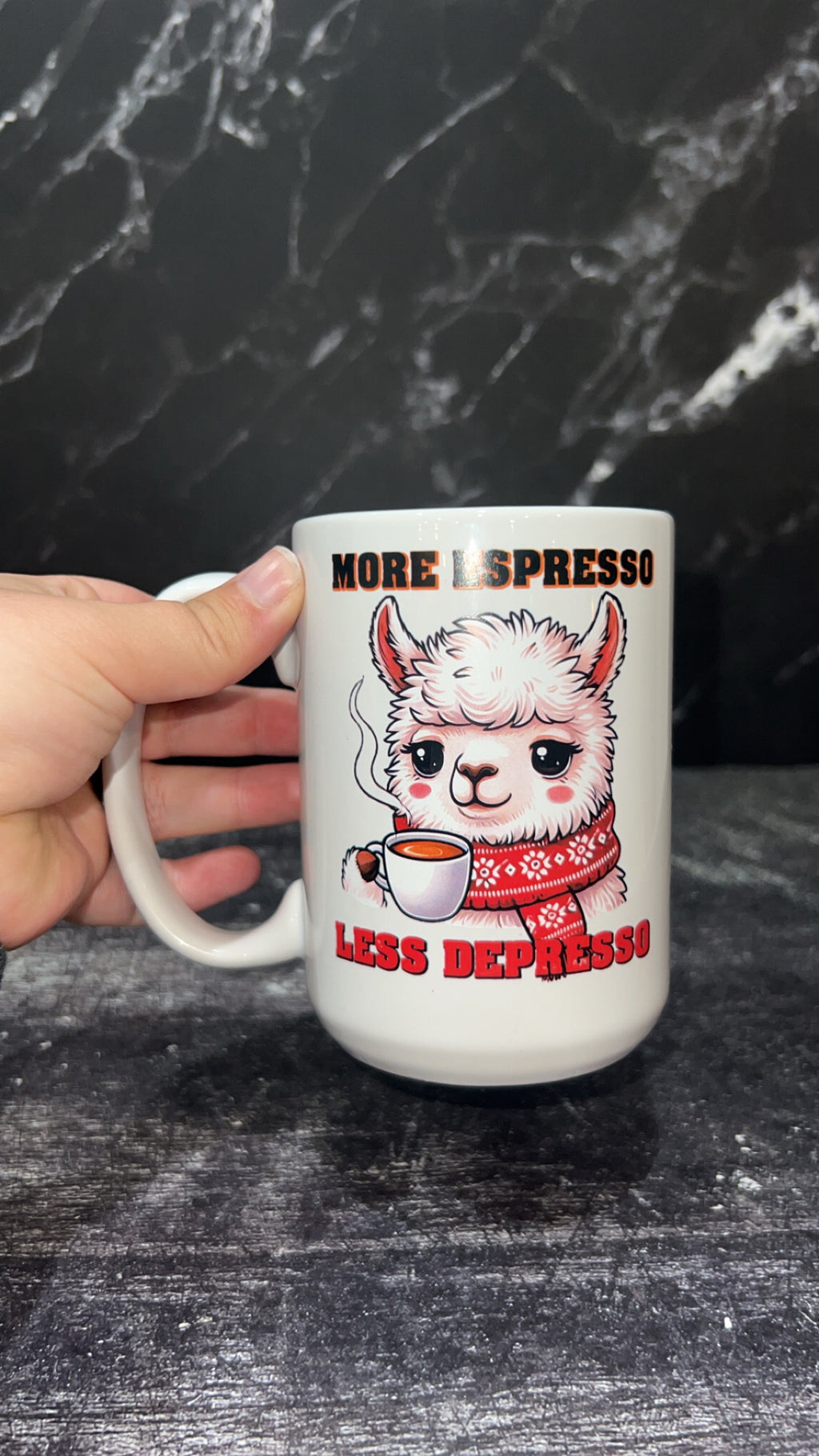 More Espresso Less Depresso - Cute/Funny Lama Mug