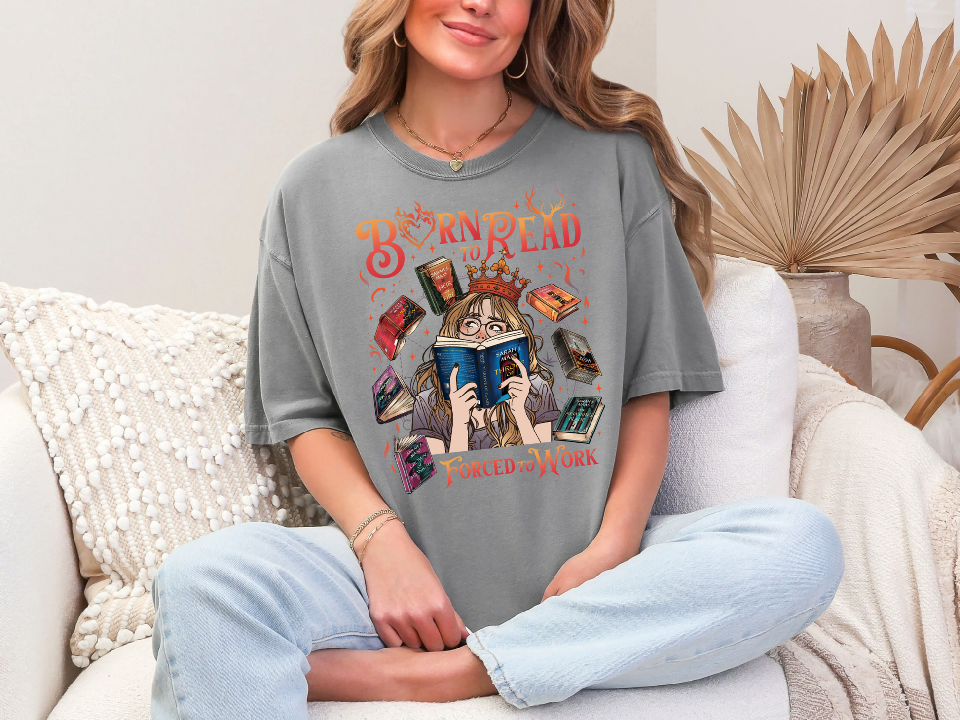 Born to read forced to work Throne of Glass Comfort Colors Tshirt