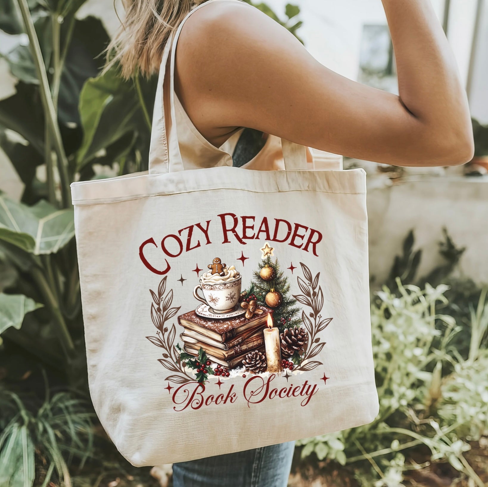 Cozy Reader Holiday Tote Bag