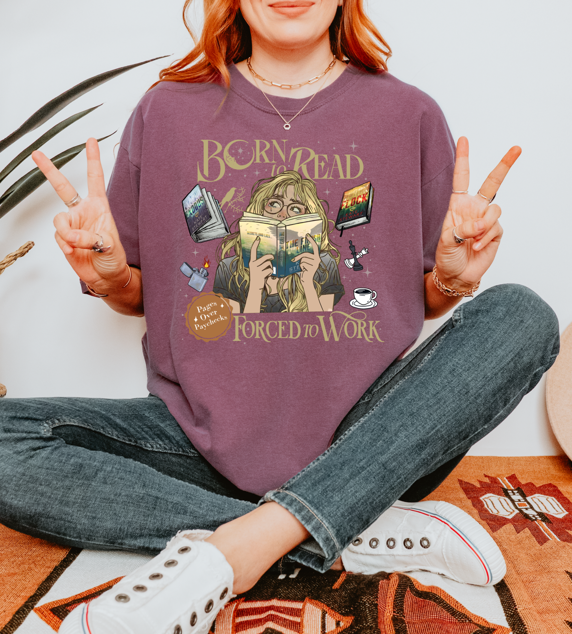 Born to Read Forced to Work - Ravenhood Series - Comfort Colors Bookish Tshirt