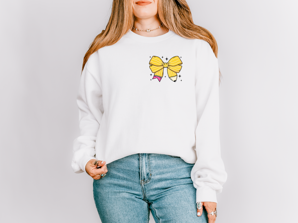 Teacher Pencil Bow Sweatshirt