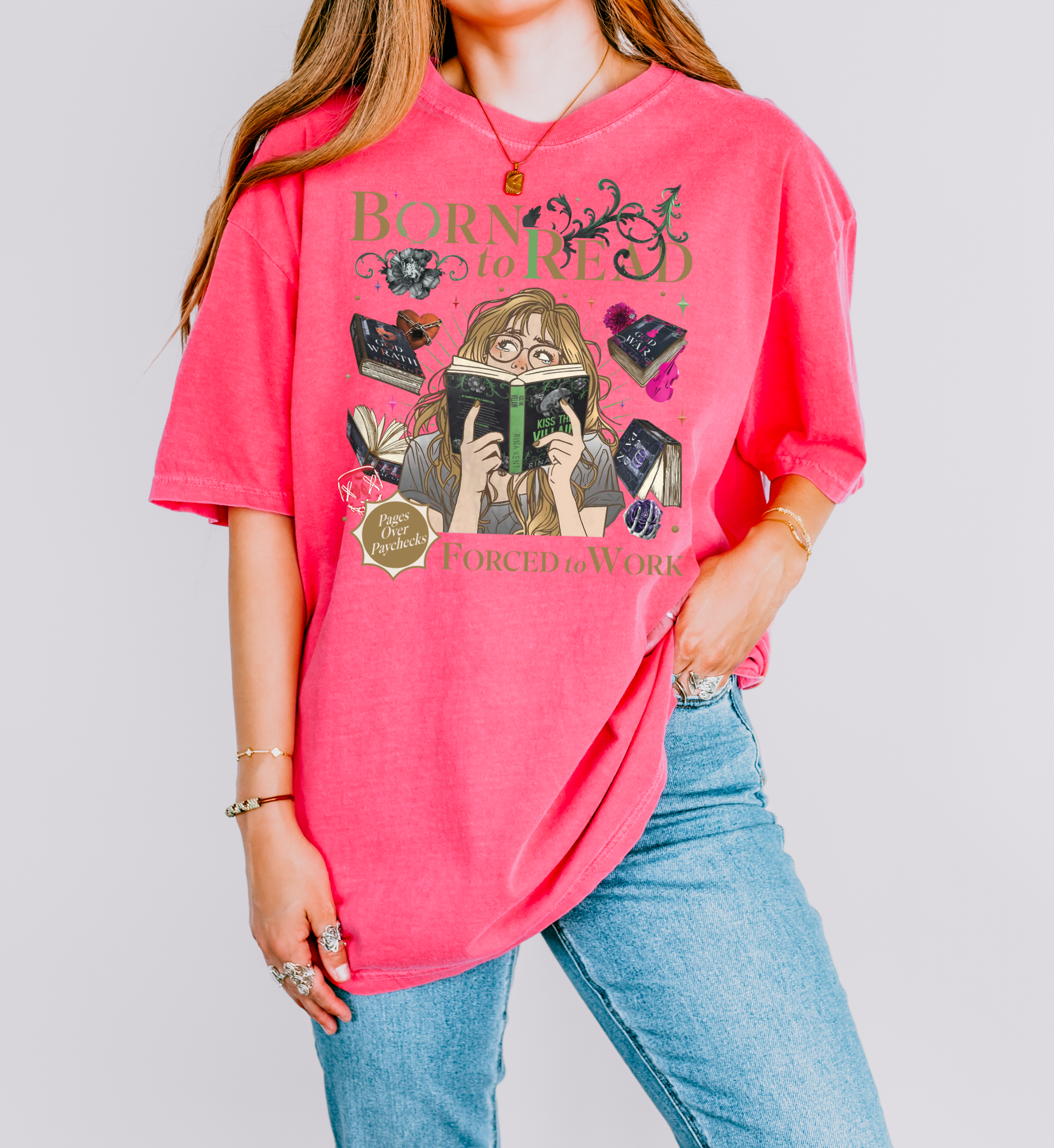 Born to Read Forced to Work - Legacy of Gods Series - Comfort Colors Tshirt