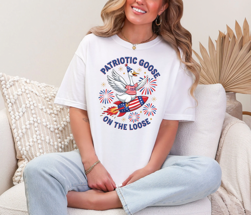 4th of July Patriotic Goose Comfort Colors Tshirt & Tank