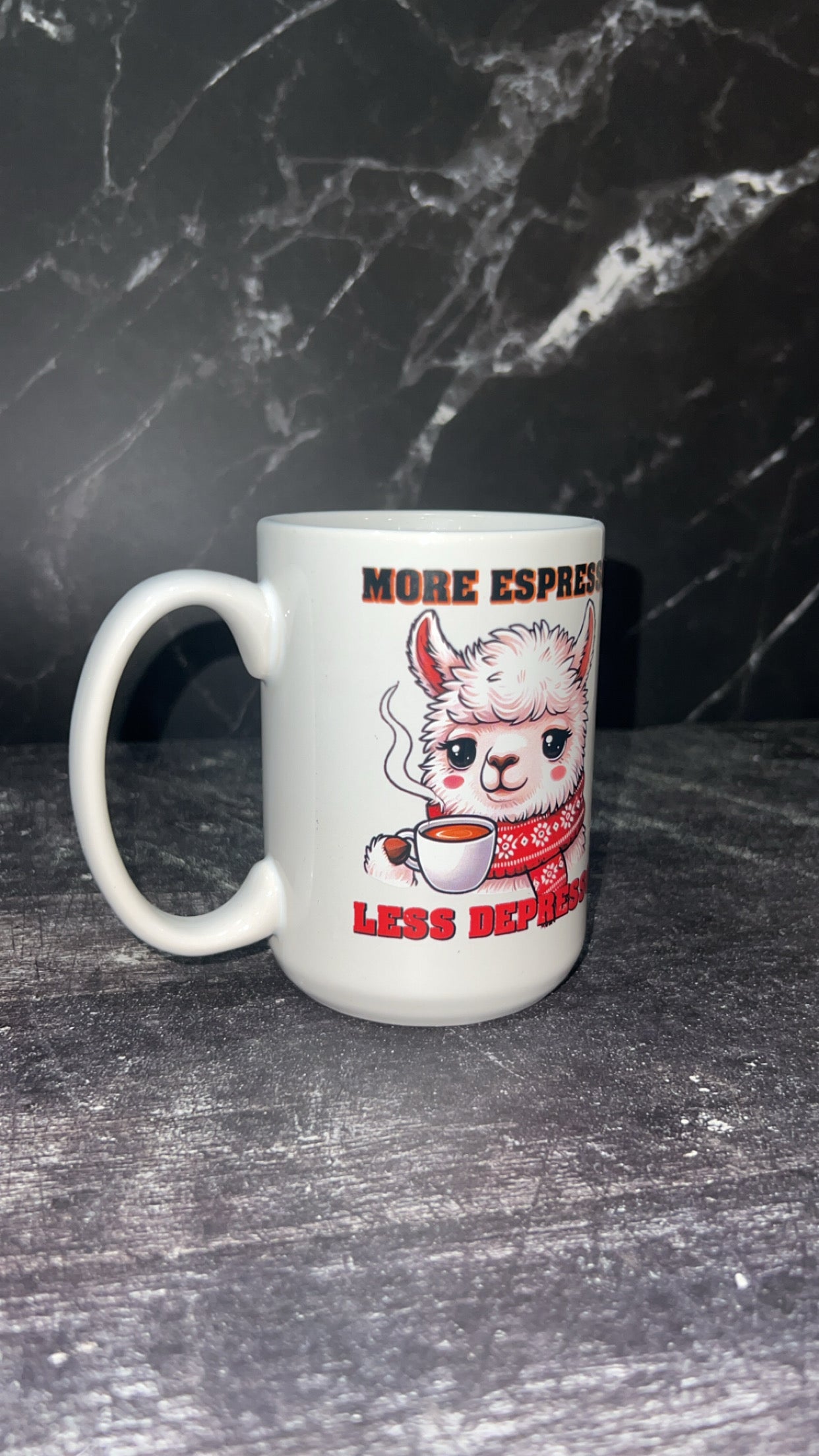 More Espresso Less Depresso - Cute/Funny Lama Mug