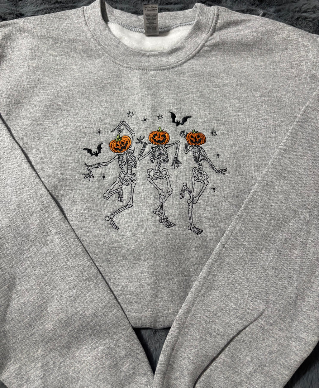 Embroidered Skeleton Crew Neck Sweatshirt