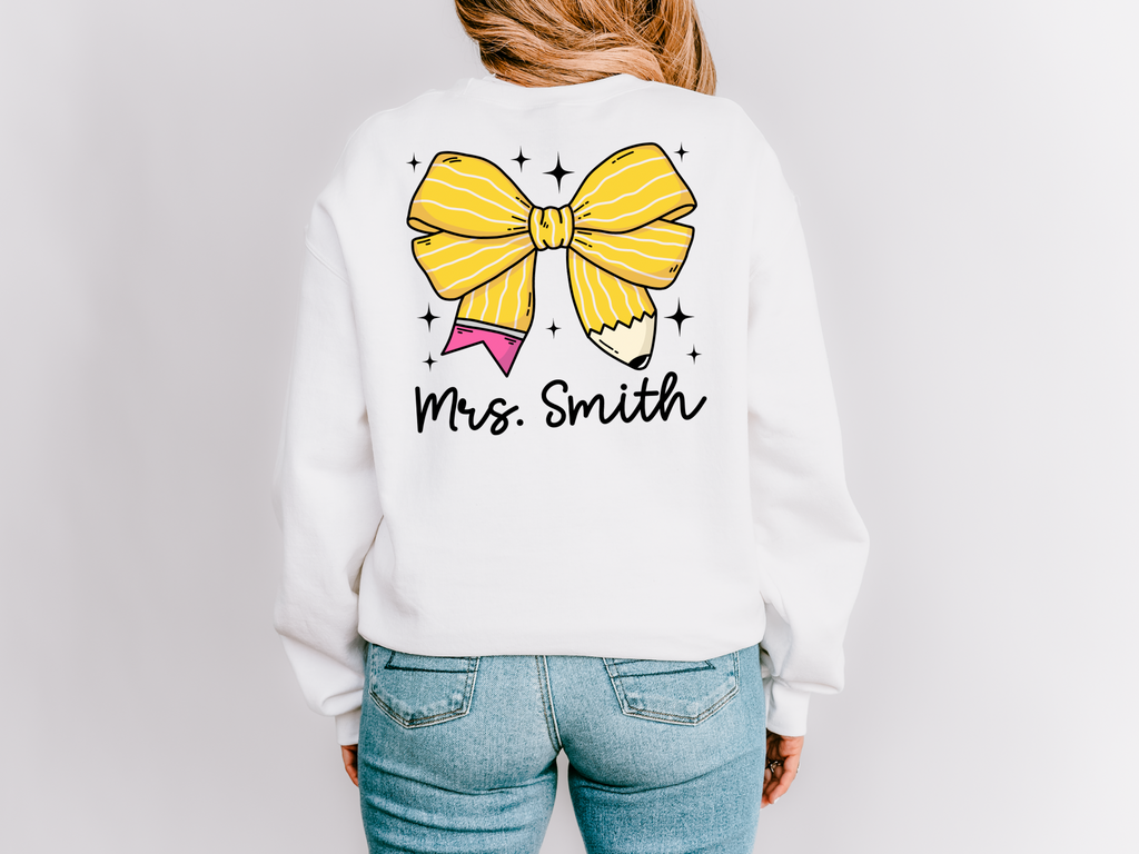 Teacher Pencil Bow Sweatshirt