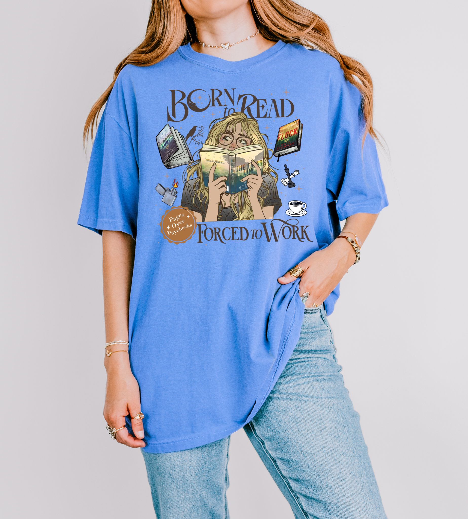 Born to Read Forced to Work - Ravenhood Series - Comfort Colors Bookish Tshirt
