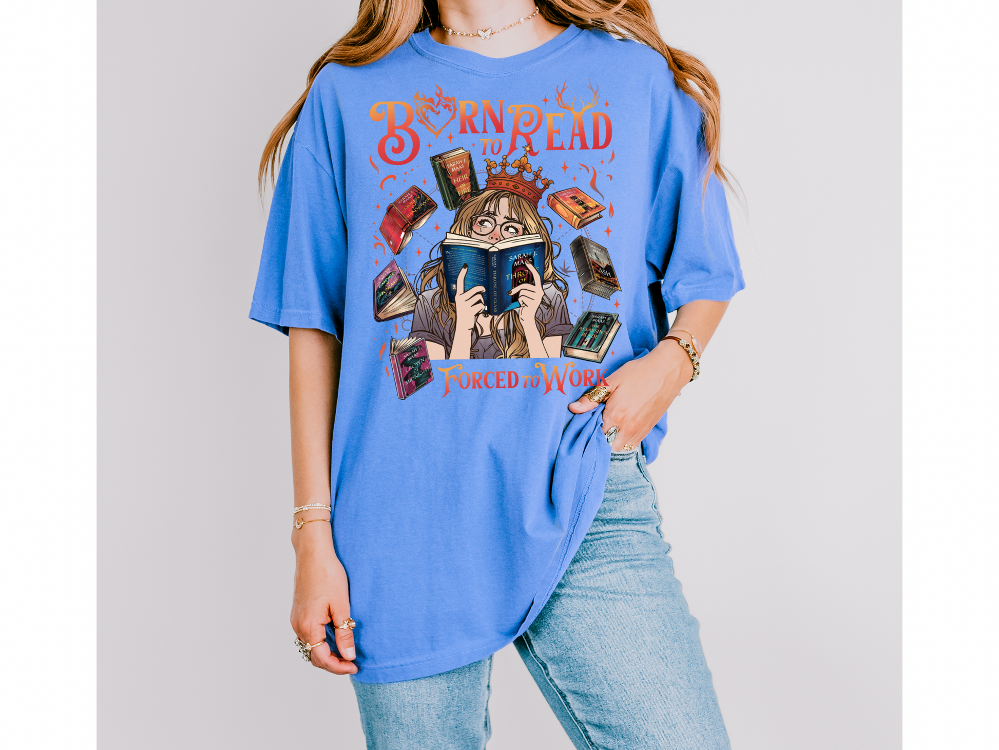 Born to read forced to work Throne of Glass Comfort Colors Tshirt