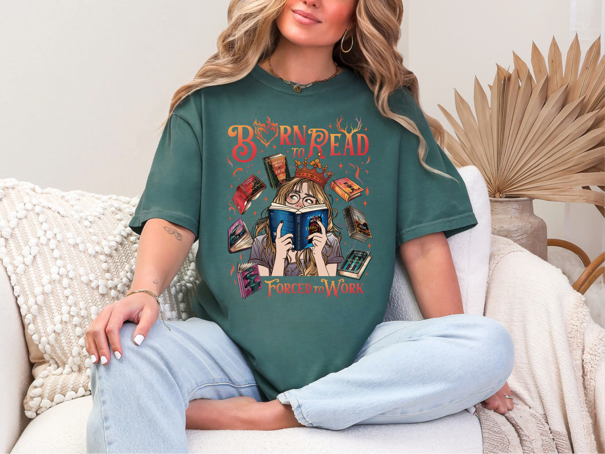 Born to read forced to work Throne of Glass Comfort Colors Tshirt