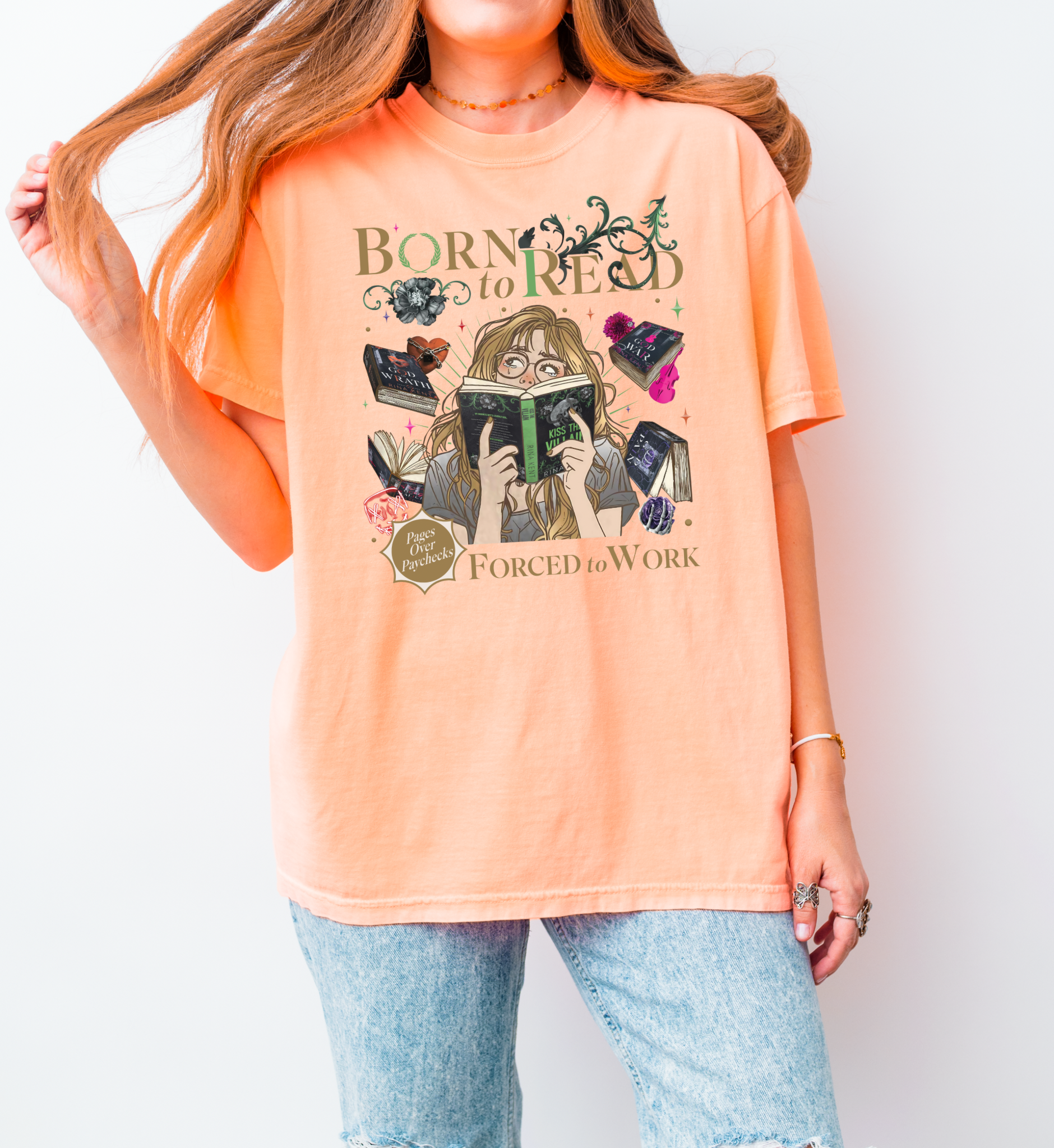 Born to Read Forced to Work - Legacy of Gods Series - Comfort Colors Tshirt