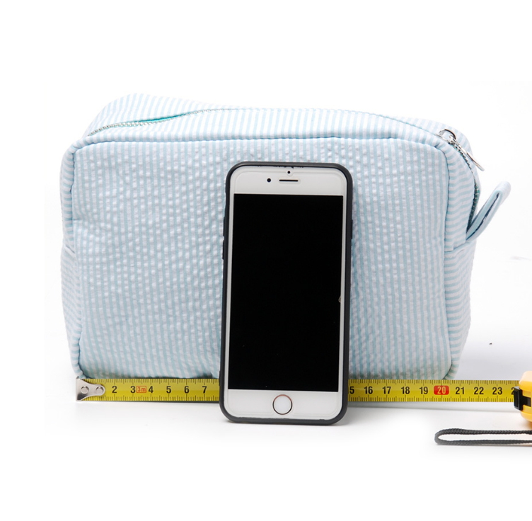 Custom Embroidered Pink Stripe Makeup/Toiletry Bag