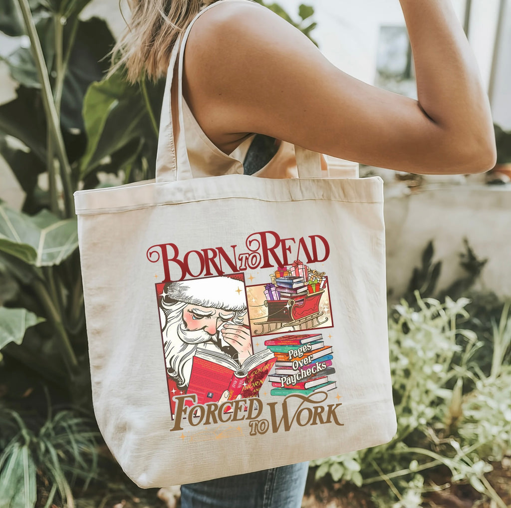 Born to Read Santa Tote Bag