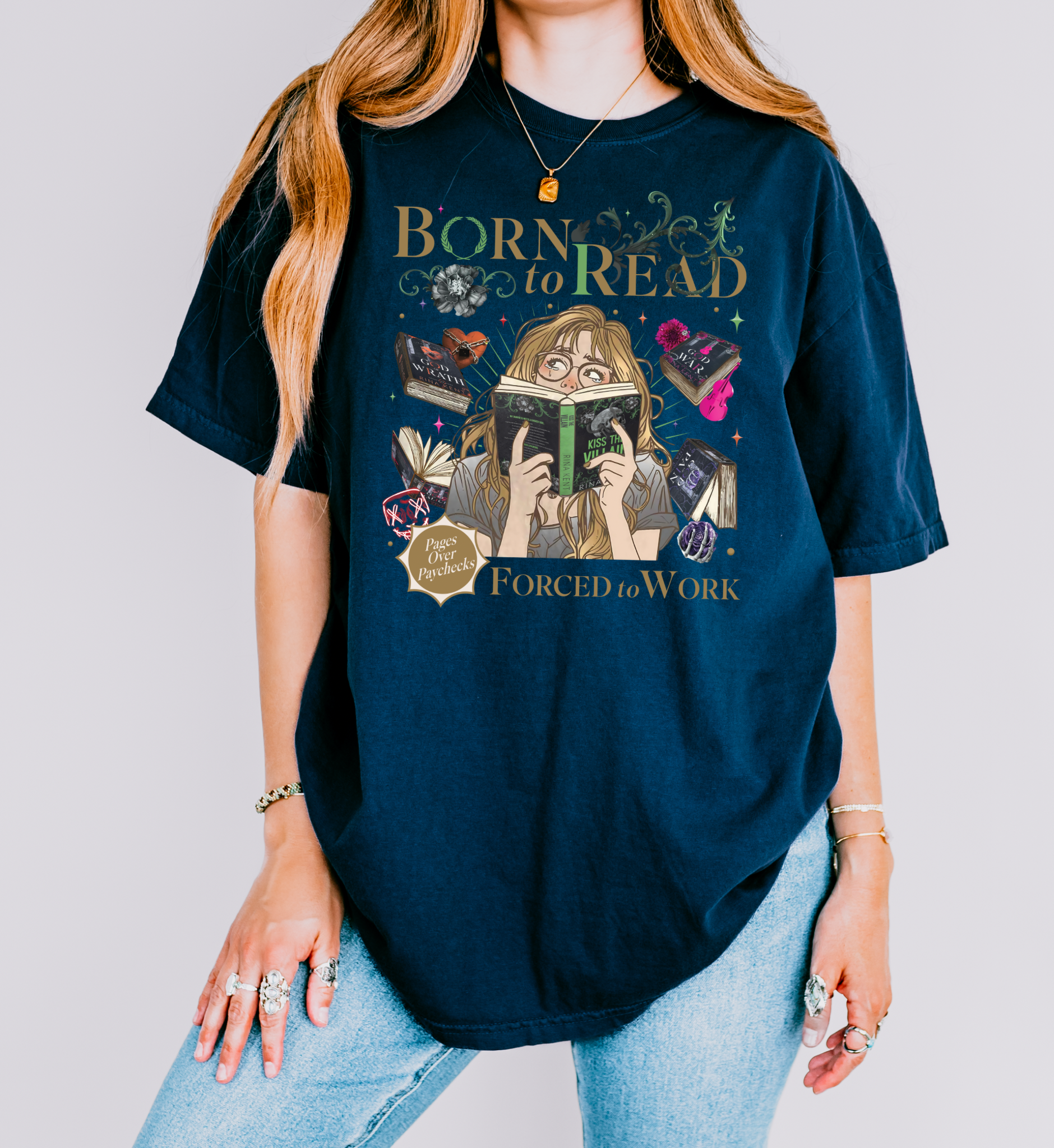 Born to Read Forced to Work - Legacy of Gods Series - Comfort Colors Tshirt