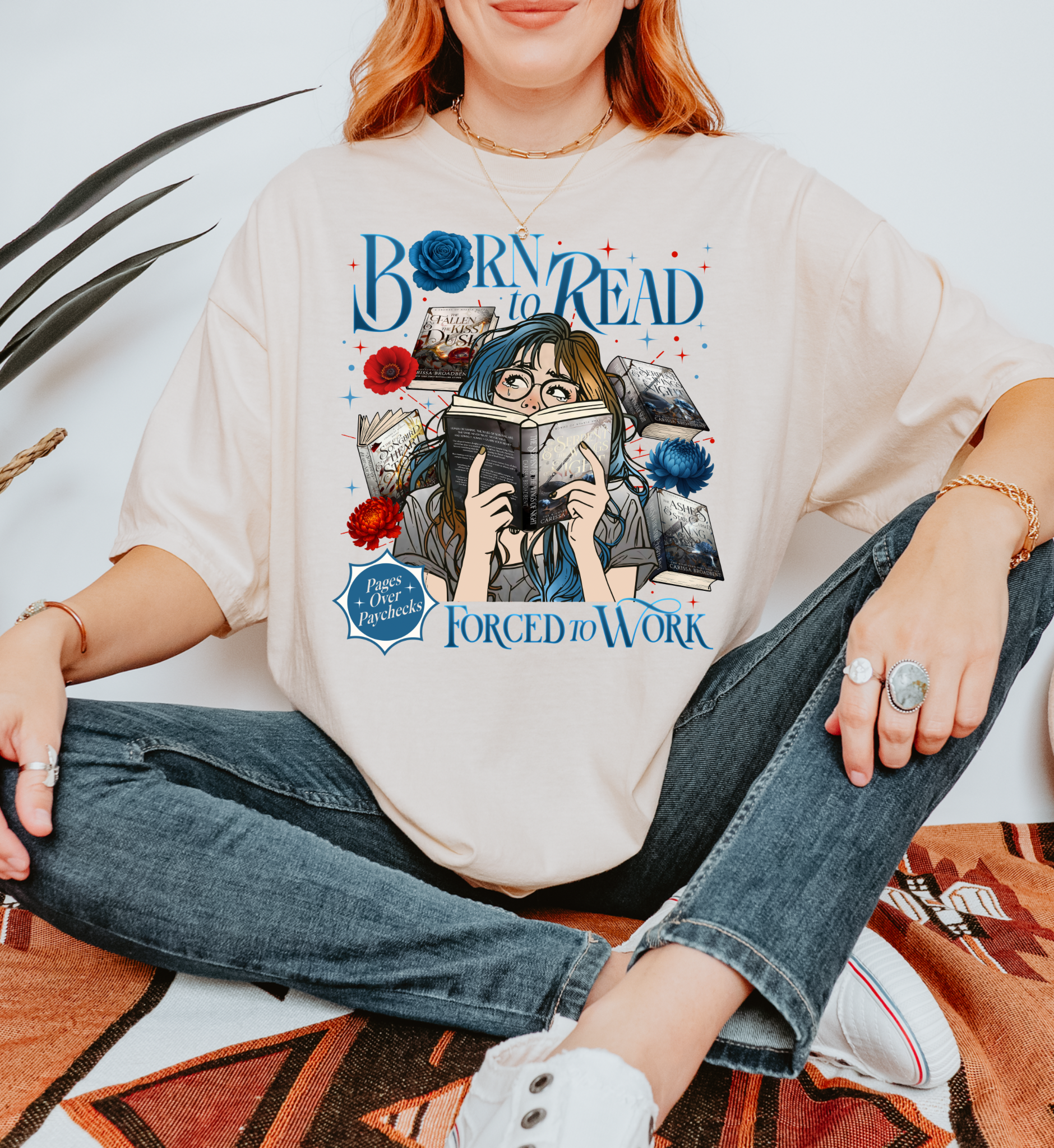 Born to Read Forced to Work - Serpent & The Wings of Night - Comfort Colors Bookish Tshirt
