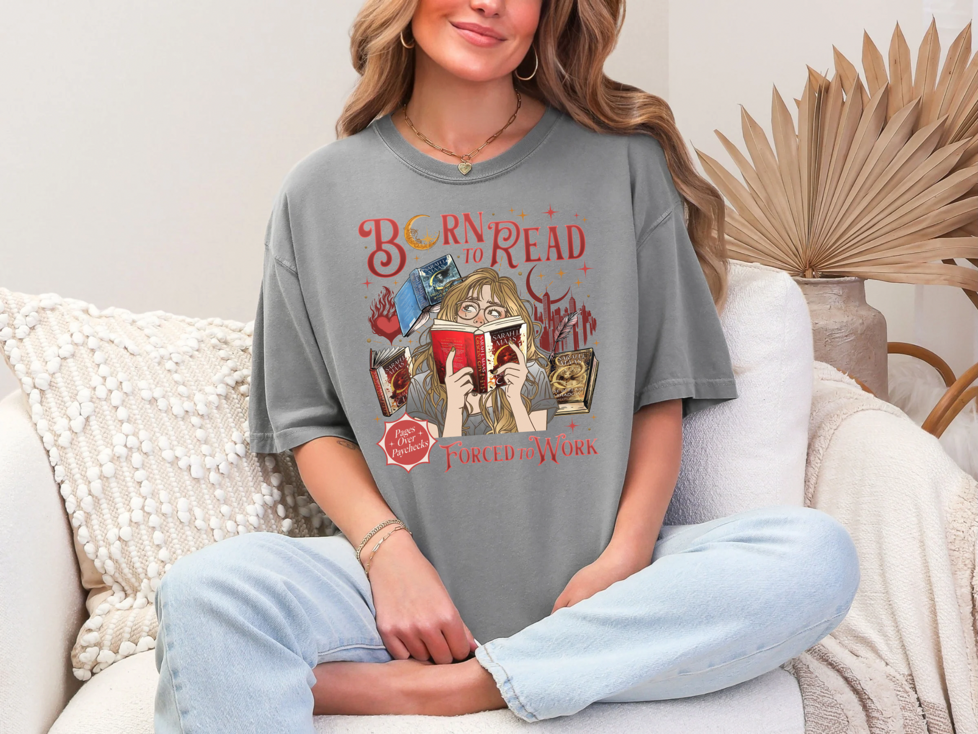 Born to Read Forced to Work - Crescent City - Comfort Colors Bookish Tshirt