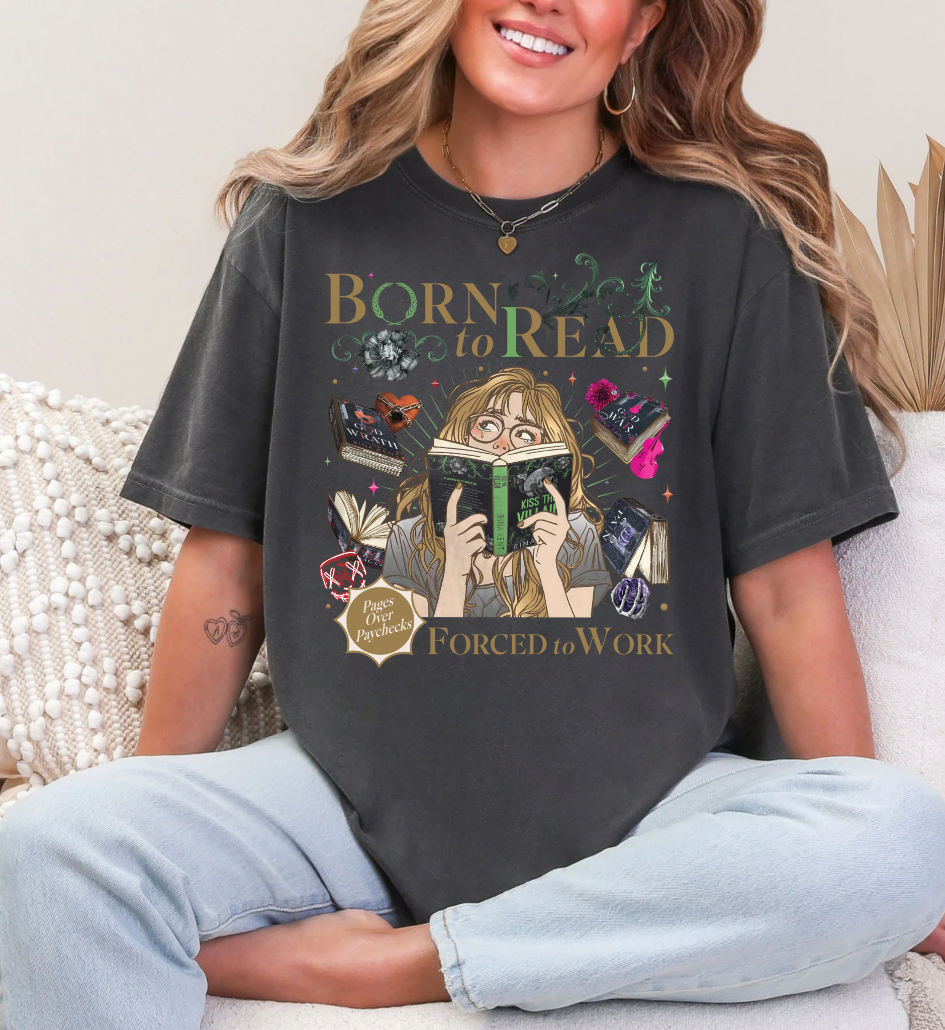 Born to Read Forced to Work - Legacy of Gods Series - Comfort Colors Tshirt