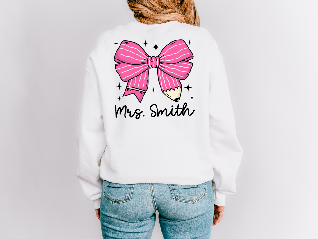 Teacher Pencil Bow Sweatshirt