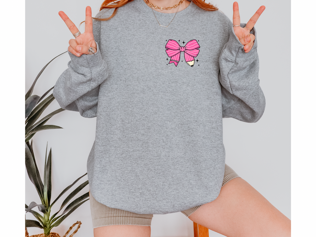 Teacher Pencil Bow Sweatshirt