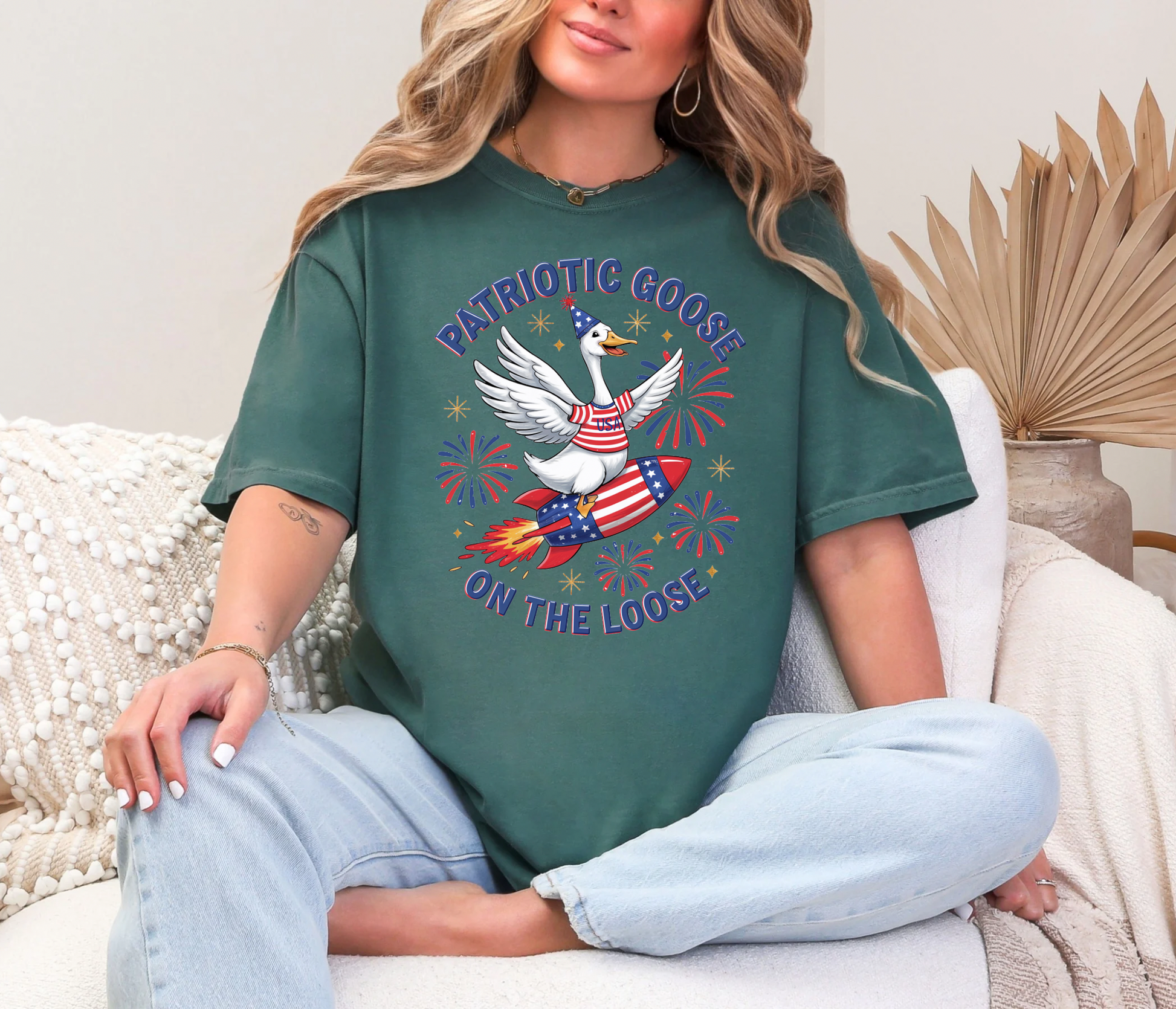 4th of July Patriotic Goose Comfort Colors Tshirt & Tank