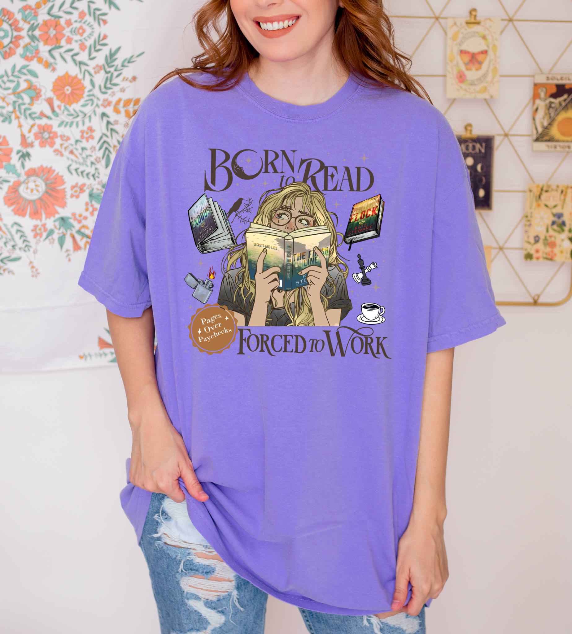 Born to Read Forced to Work - Ravenhood Series - Comfort Colors Bookish Tshirt