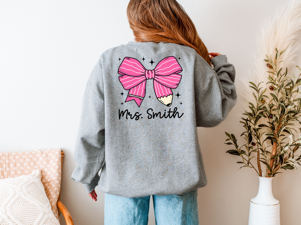 Teacher Pencil Bow Sweatshirt