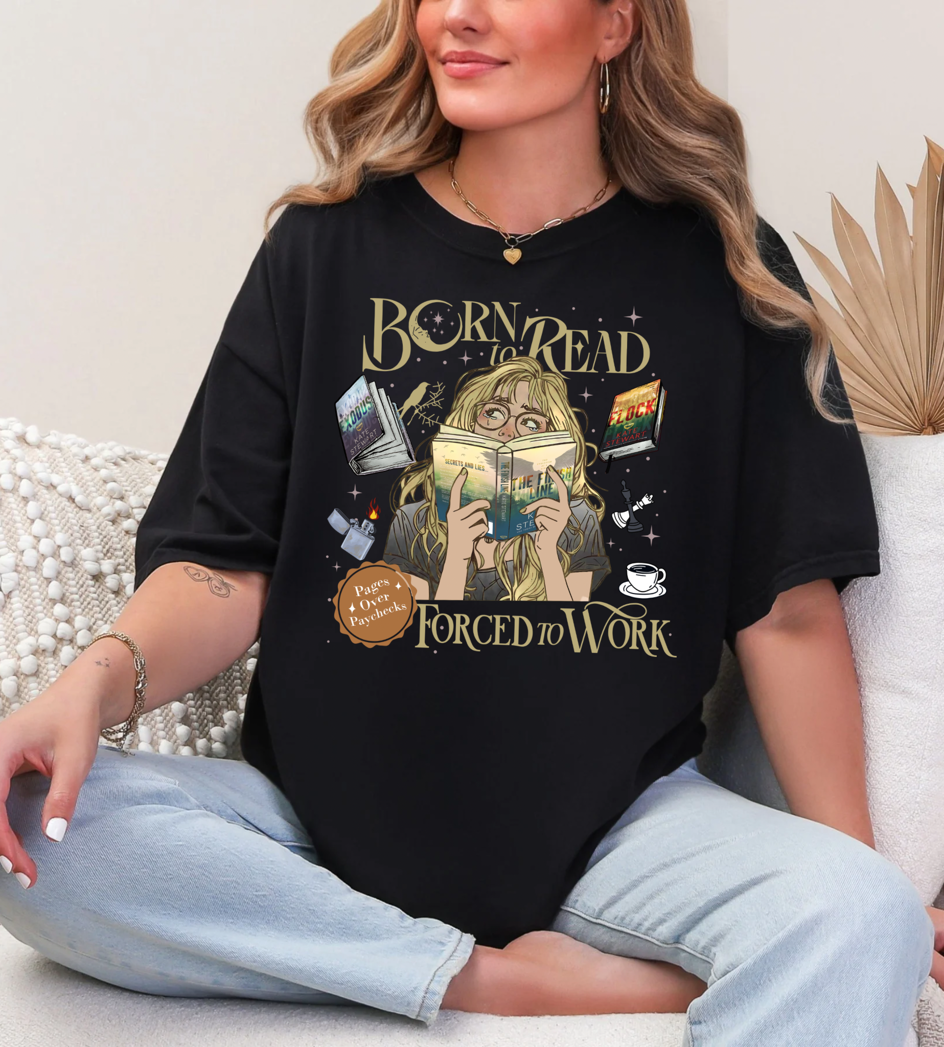 Born to Read Forced to Work - Ravenhood Series - Comfort Colors Bookish Tshirt