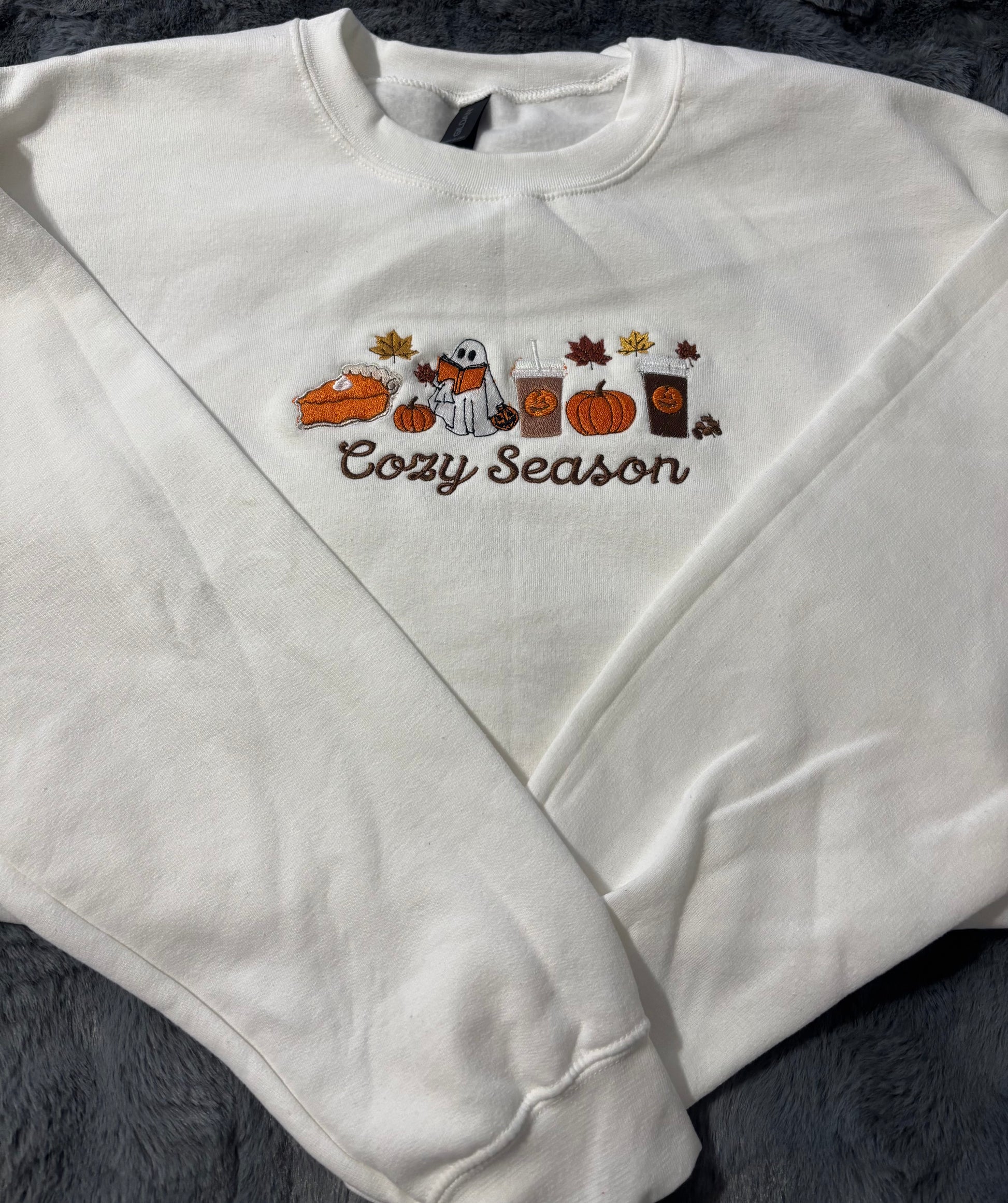 Cozy Season Embroidered Crew Fall Neck