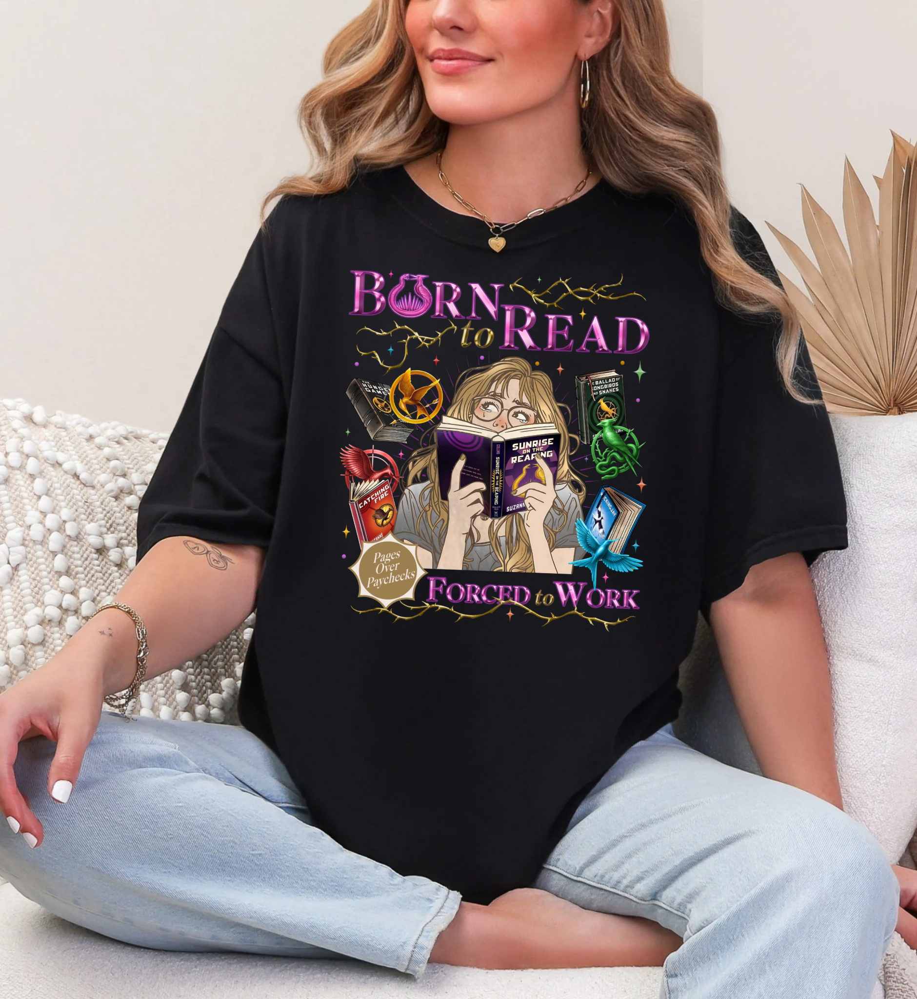 Born to Read Forced to Work - Hunger Games Series - Comfort Colors Bookish Tshirt