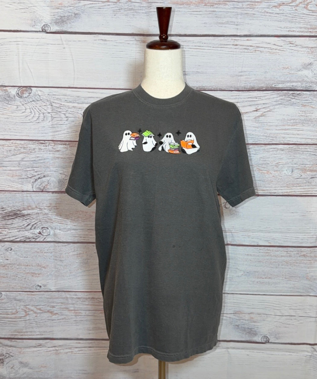 Ghost Reading Embroidered T-Shirt