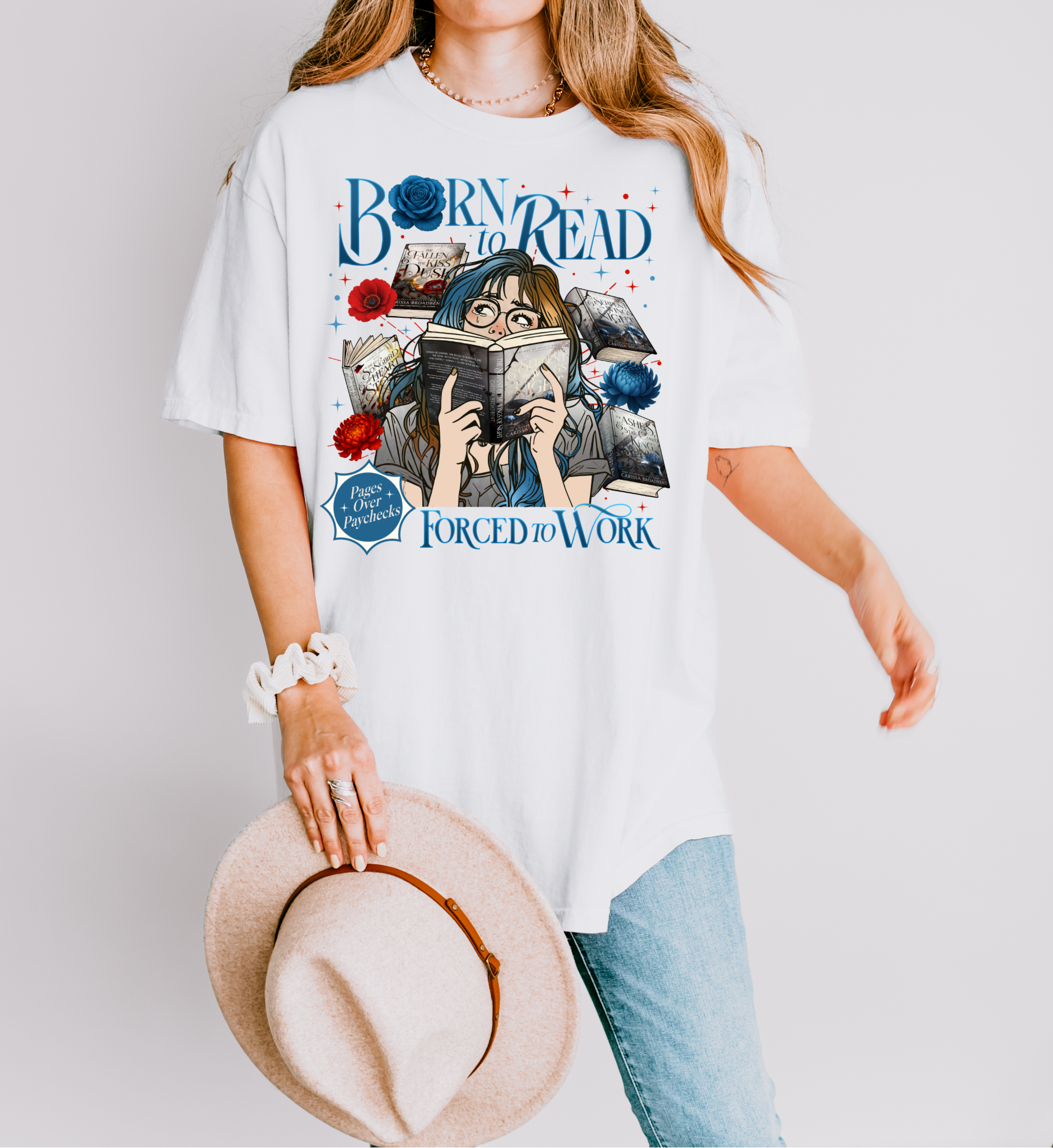 Born to Read Forced to Work - Serpent & The Wings of Night - Comfort Colors Bookish Tshirt