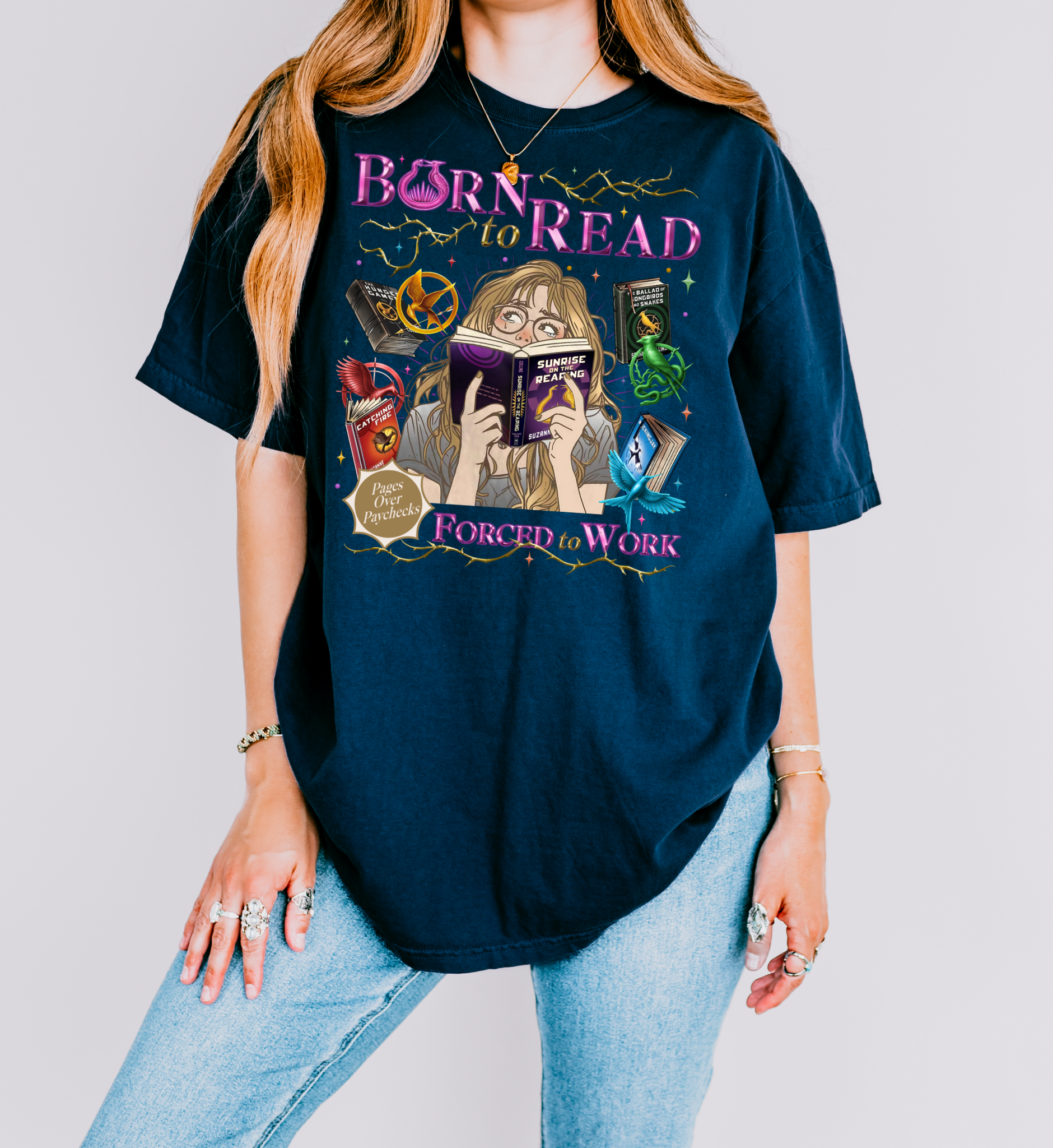 Born to Read Forced to Work - Hunger Games Series - Comfort Colors Bookish Tshirt