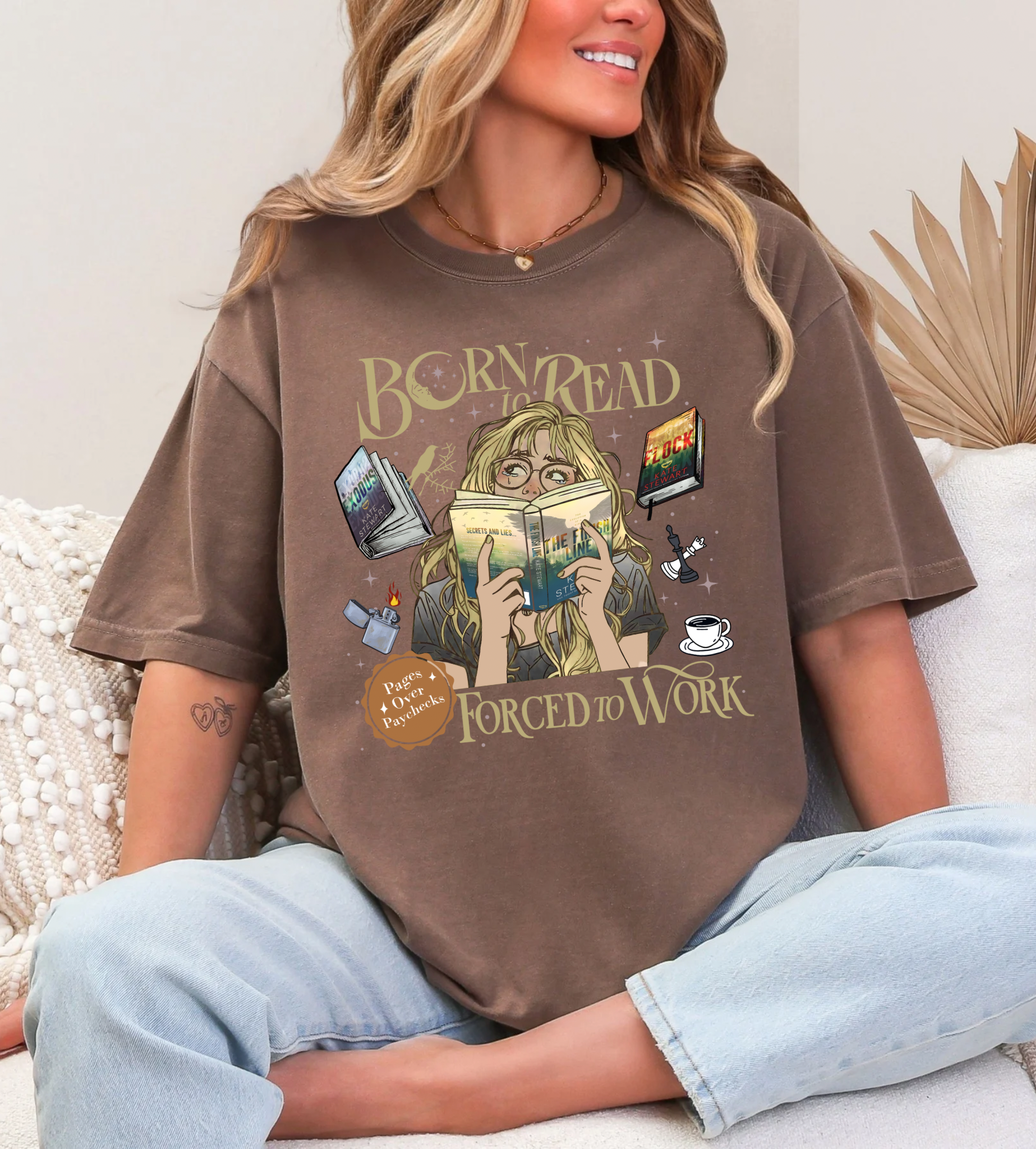 Born to Read Forced to Work - Ravenhood Series - Comfort Colors Bookish Tshirt