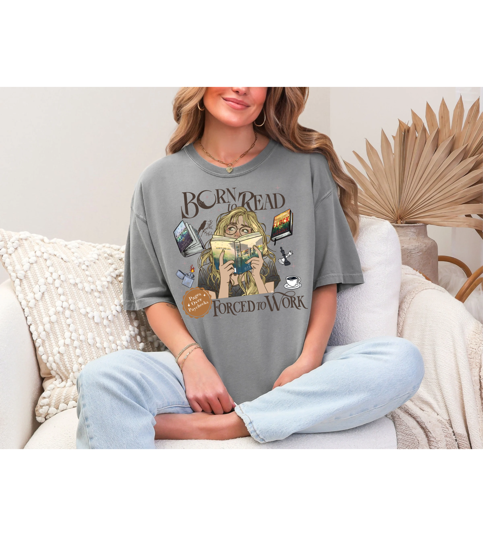 Born to Read Forced to Work - Ravenhood Series - Comfort Colors Bookish Tshirt