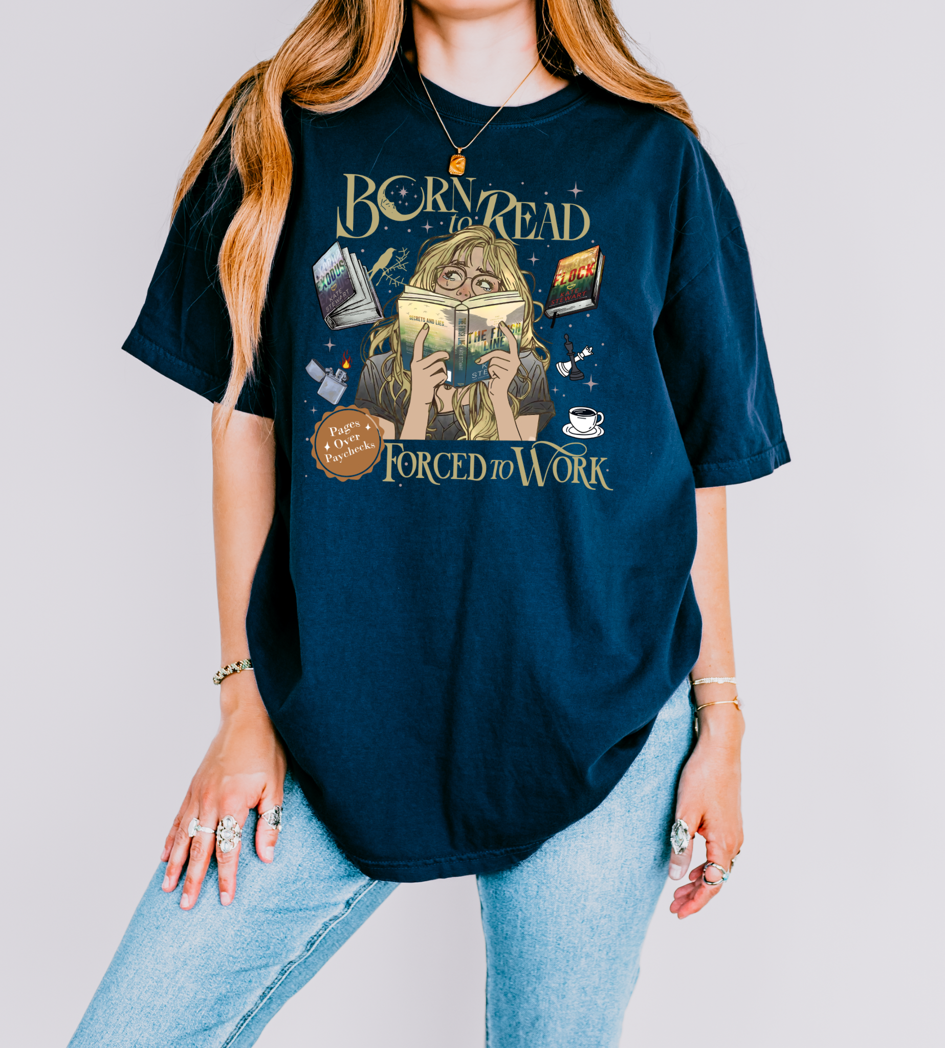 Born to Read Forced to Work - Ravenhood Series - Comfort Colors Bookish Tshirt