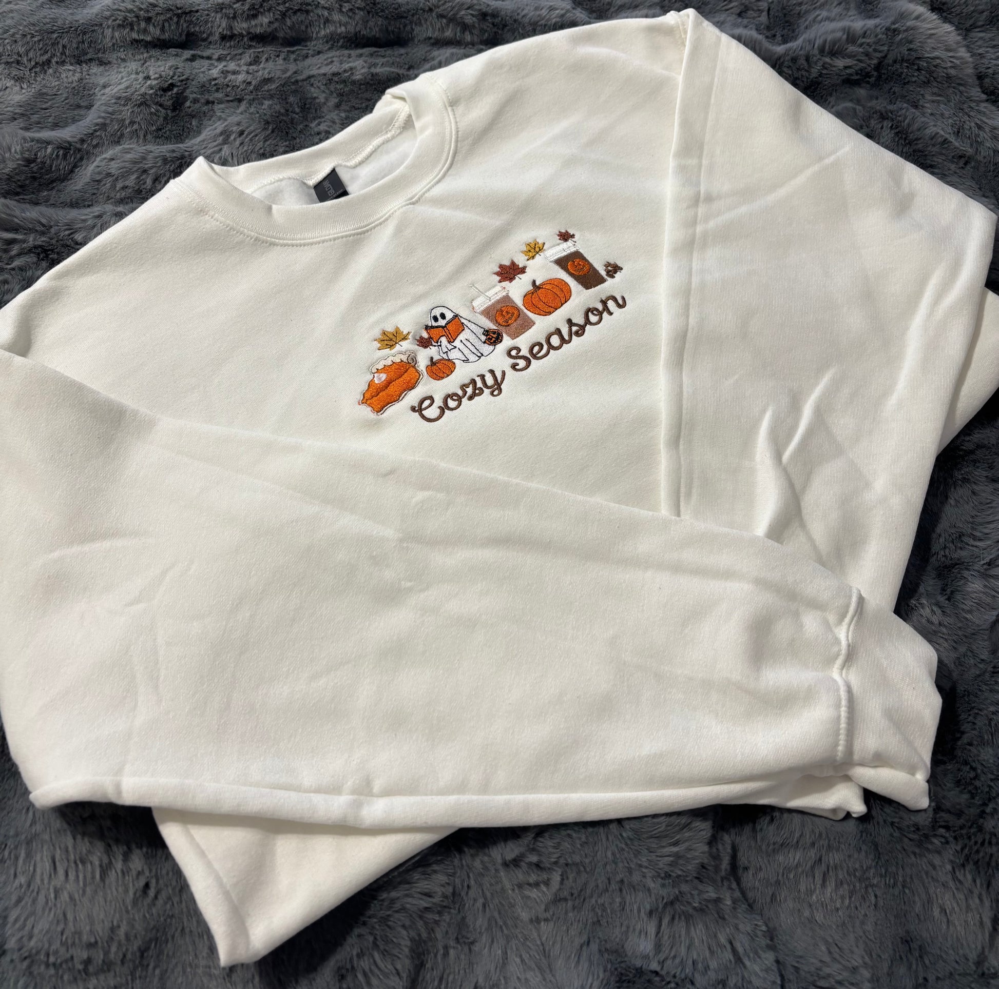 Cozy Season Embroidered Crew Fall Neck