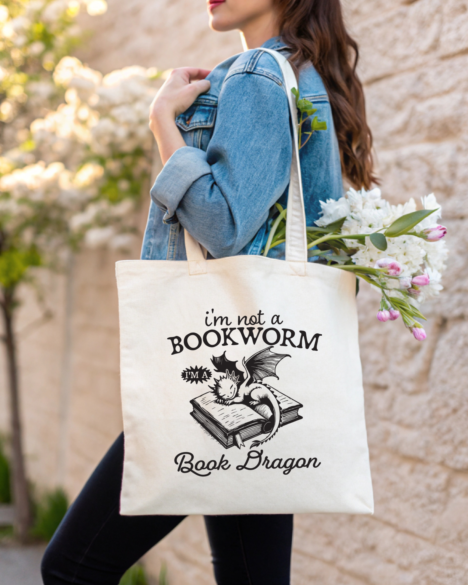 Book Dragon Canvas Tote Bag