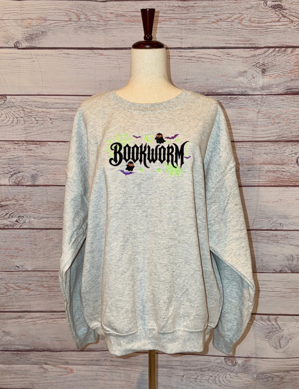 Bookworm Halloween Embroidered Crew Neck
