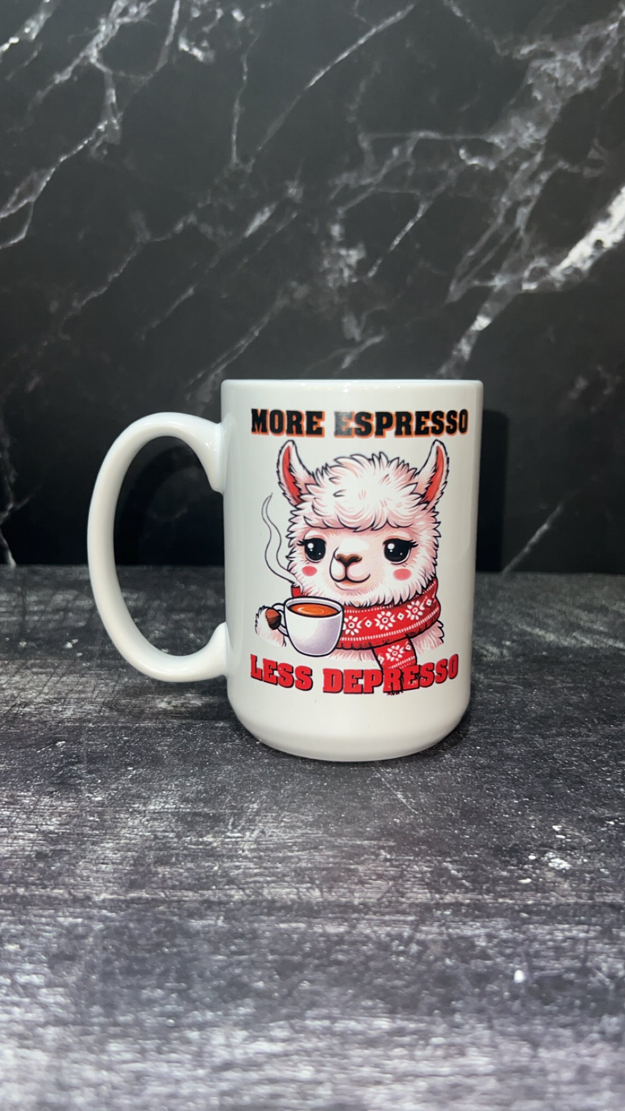 More Espresso Less Depresso - Cute/Funny Lama Mug
