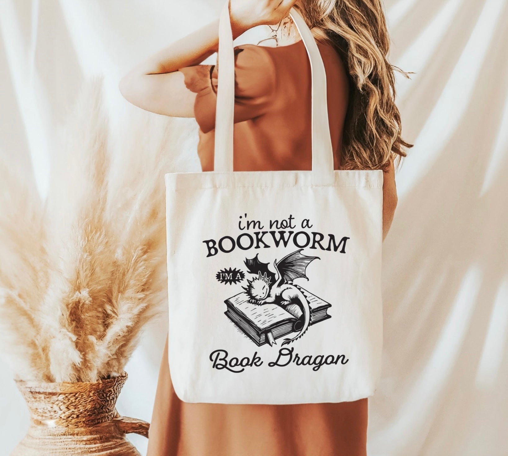 Book Dragon Canvas Tote Bag