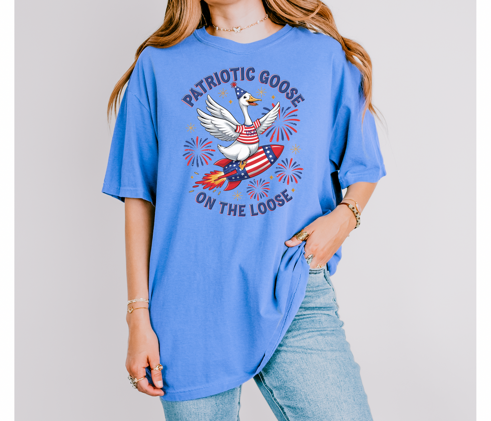 4th of July Patriotic Goose Comfort Colors Tshirt & Tank