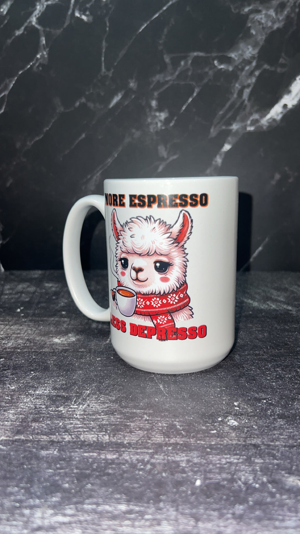 More Espresso Less Depresso - Cute/Funny Lama Mug