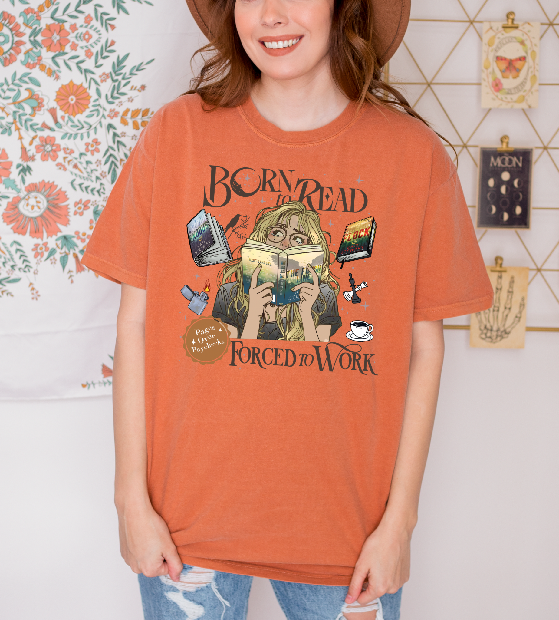Born to Read Forced to Work - Ravenhood Series - Comfort Colors Bookish Tshirt