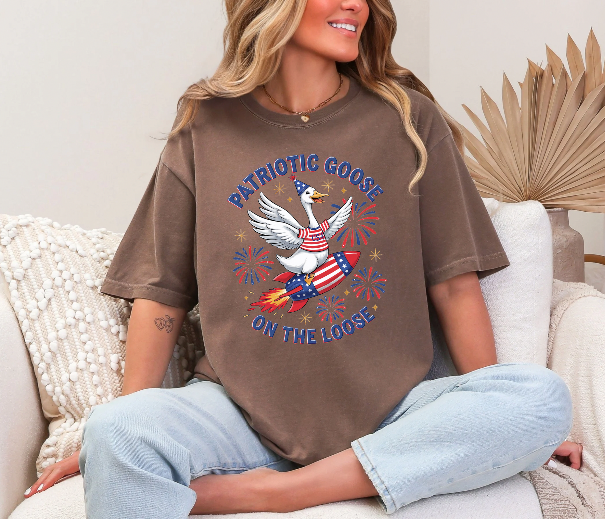 4th of July Patriotic Goose Comfort Colors Tshirt & Tank